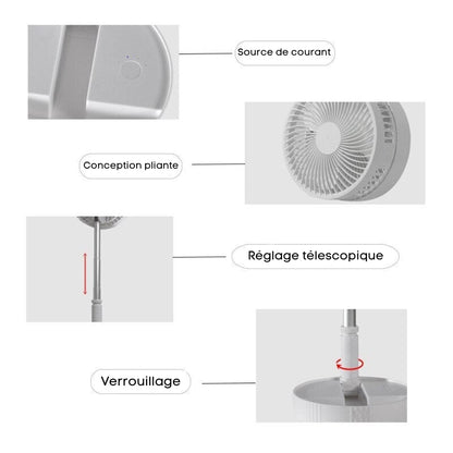 FoldAir - Cordless Retractable Portable Fan